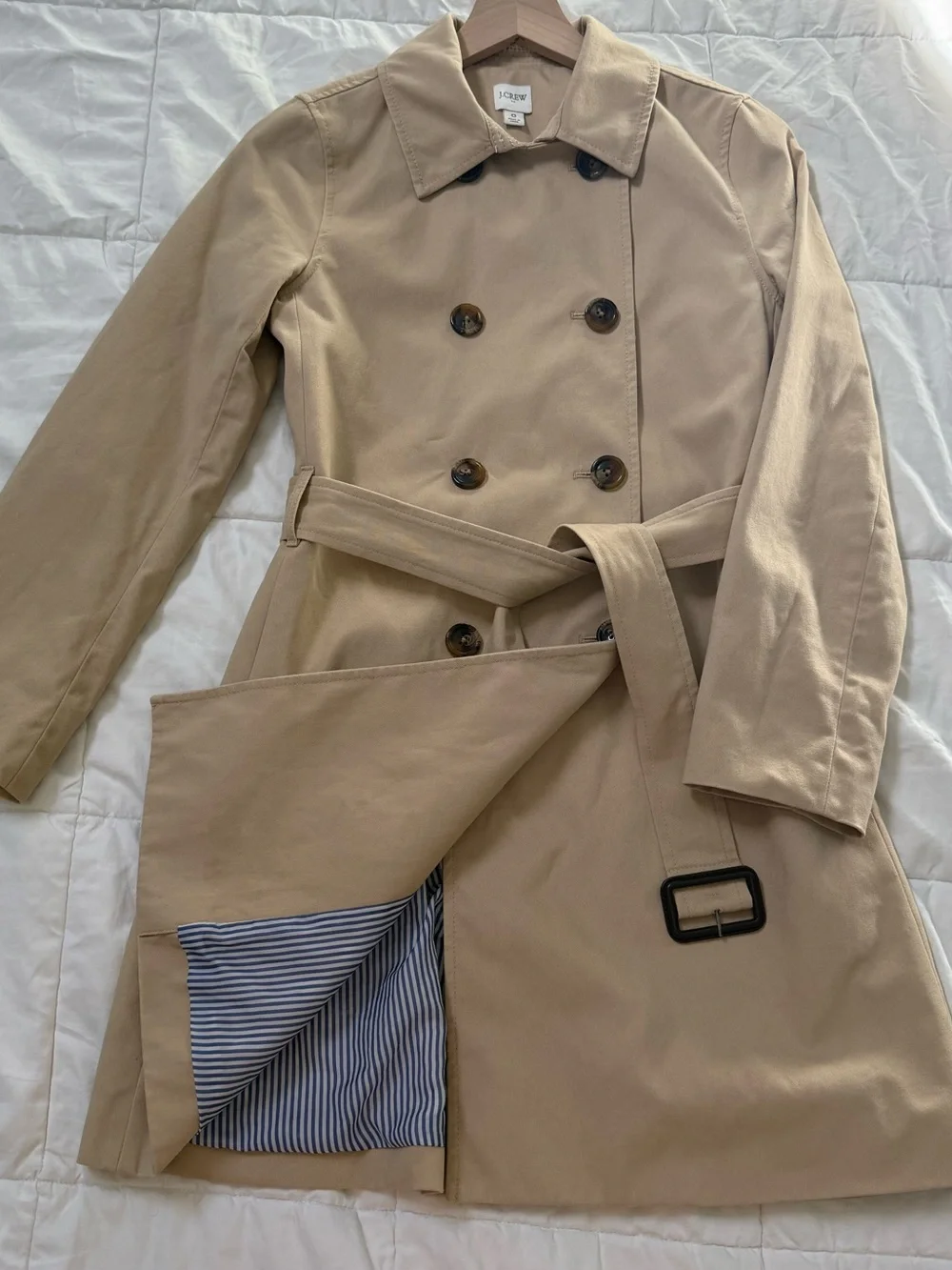XS J. Crew Double-Breasted Trench Coat in Beige - Picture 3 of 16